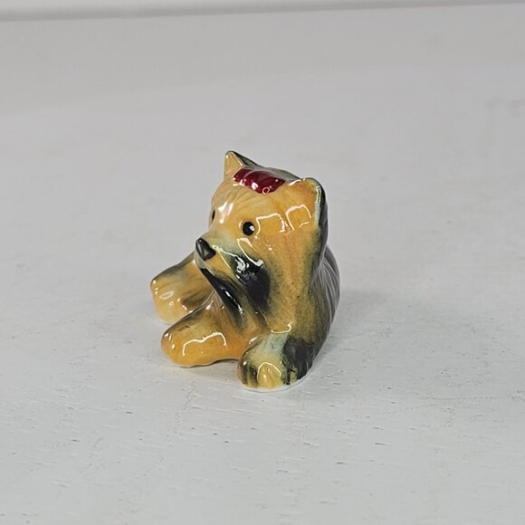 Vintage Yorkshire Terrier Bone China Figurine Miniature Yorkie Collectible Dog - Picture 2 of 8